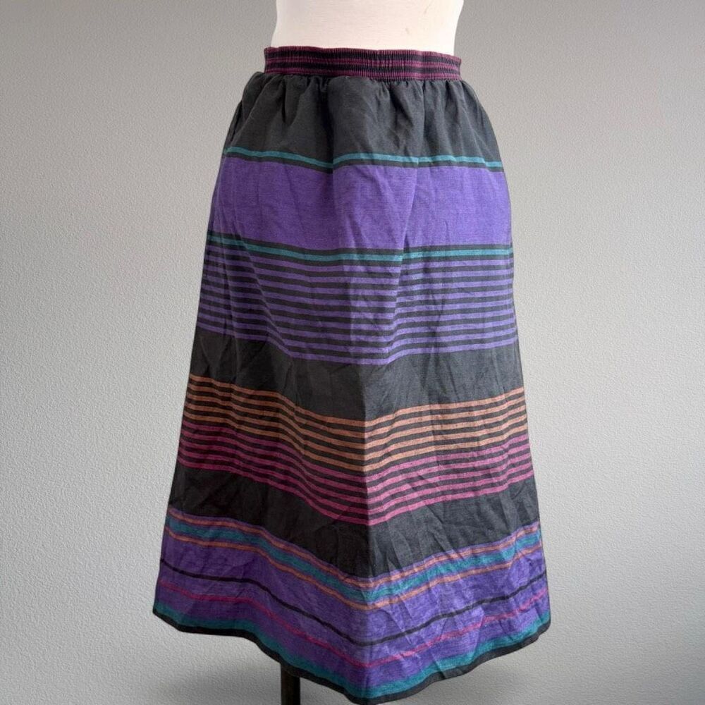 Devon Union Made Black Stripe Midi Skirt A Line Elastic Medium - Picture 3 of 7